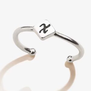 ALEX And ANI Initial X Ring, 925 Sterling Silver, Adjustable, New & Sealed